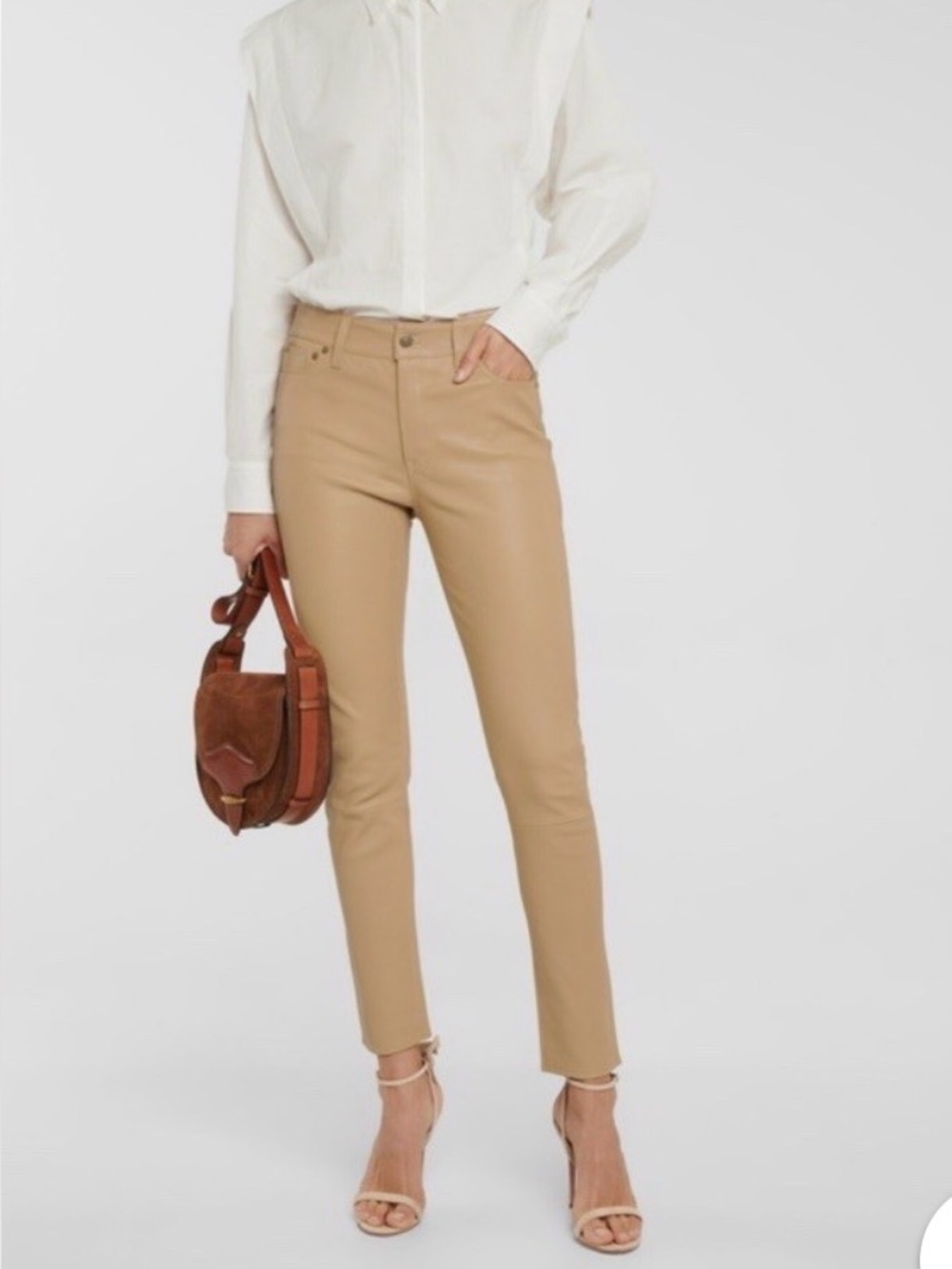 NWT polo Ralph Lauren 100% lambs leather slim luxury beige pant women’s 12